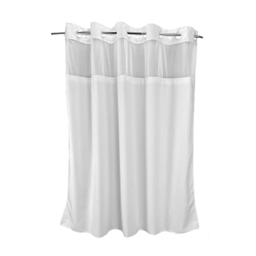 Hang2it Cortina de Ducha Urban Waffle, Poliéster, Forro Extraíble A Presión, 72x80, Blanco